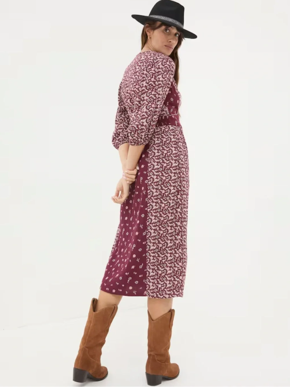 Fat Face Kelly Red Wild Ditsy Floral Cotton Boho Midi Dress - Picture 2 of 15